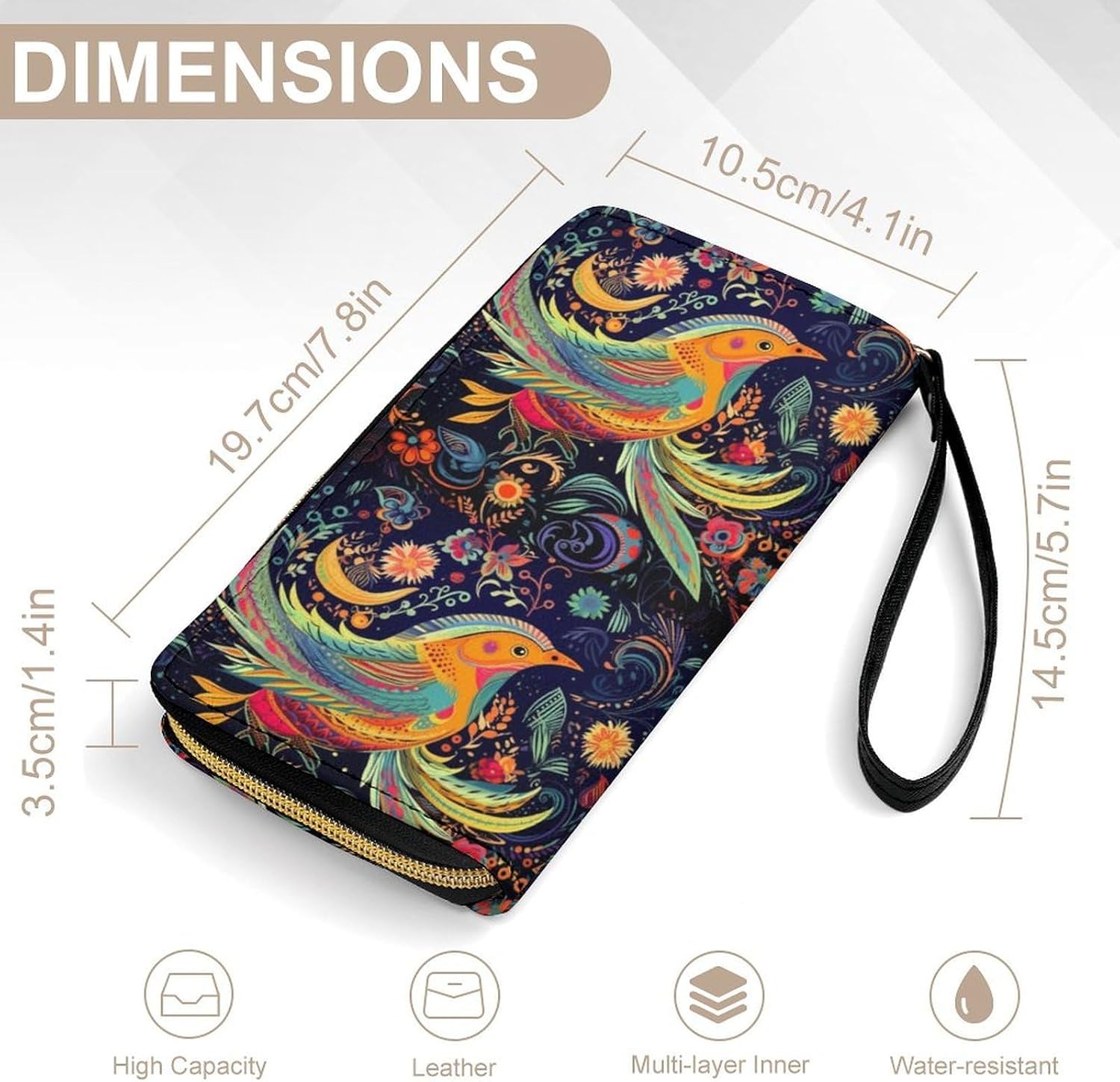 Birds Wristlet Clutch Wallet with 4 Card Slots image 4