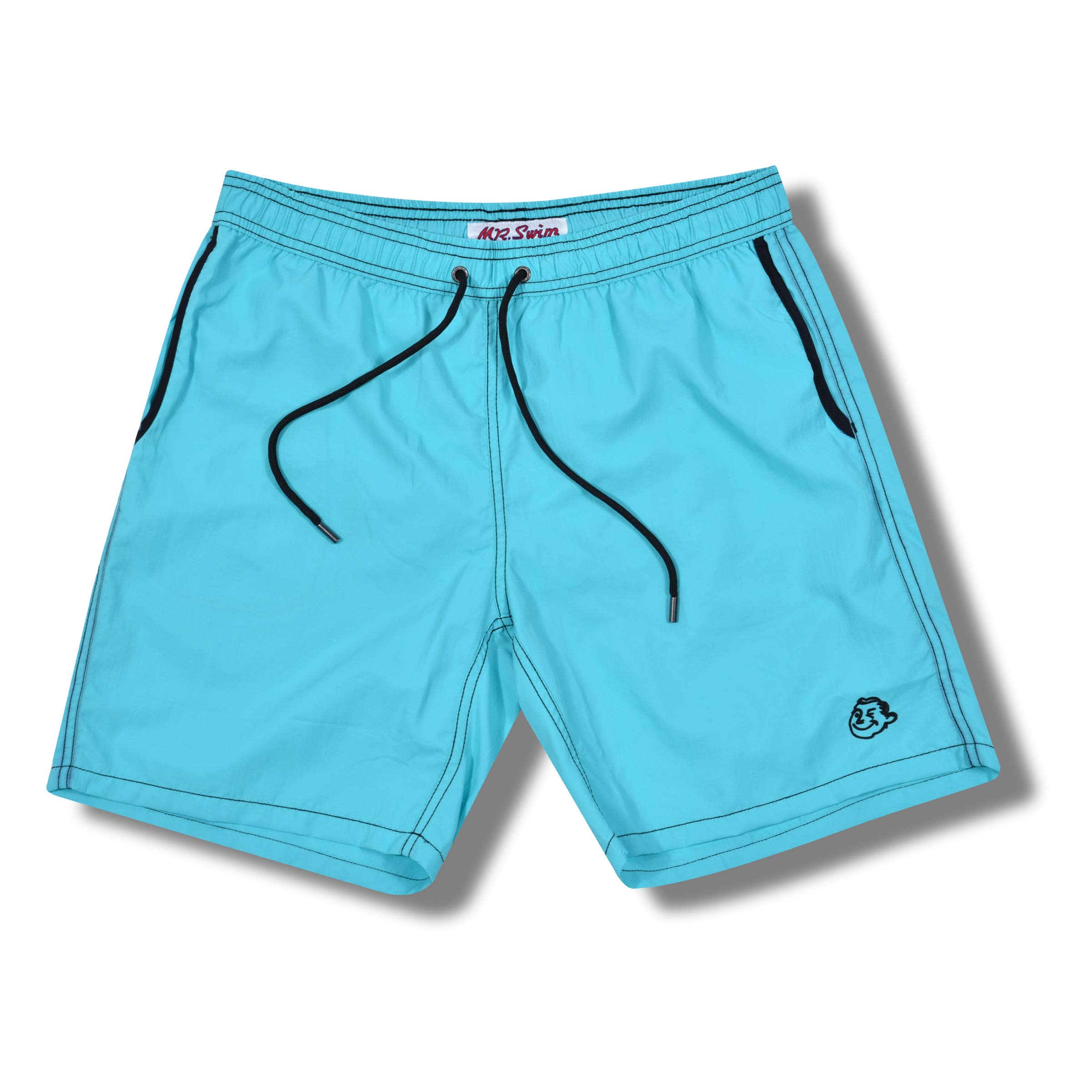 Men's Swim Trunks with Mesh Lining - Swimsuit & Swimshorts - Quick Dry Swimming Bathing Suit with Pockets - Solid Artic Blue/Black, X-Large