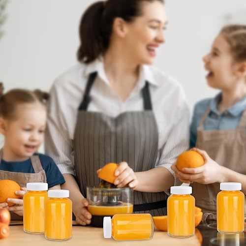 Miniatura 7 de Paquete de 12 botellas de vidrio de 4 onzas con tapas, botellas vacías de 4.1 fl oz de chupito de jugo de bienestar, tarros de vidrio transparente