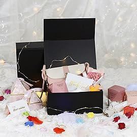 MOYEUPAC Black Gift Box,9 X 7 X 4 with Lids for Presents Magnetic Closure for Gift Packagingwith Ribbon, Gift Box for Birthday, Christmas,Thanksgiving