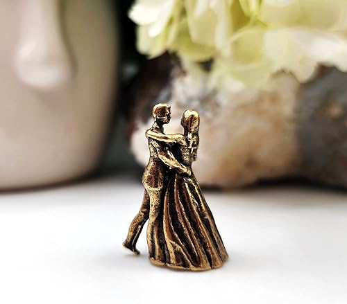 Miniatura 6 de Dancing Couple Miniature Sculpture Handcrafted Brass Collectible Elegant Free Standing Tabletop Figurine