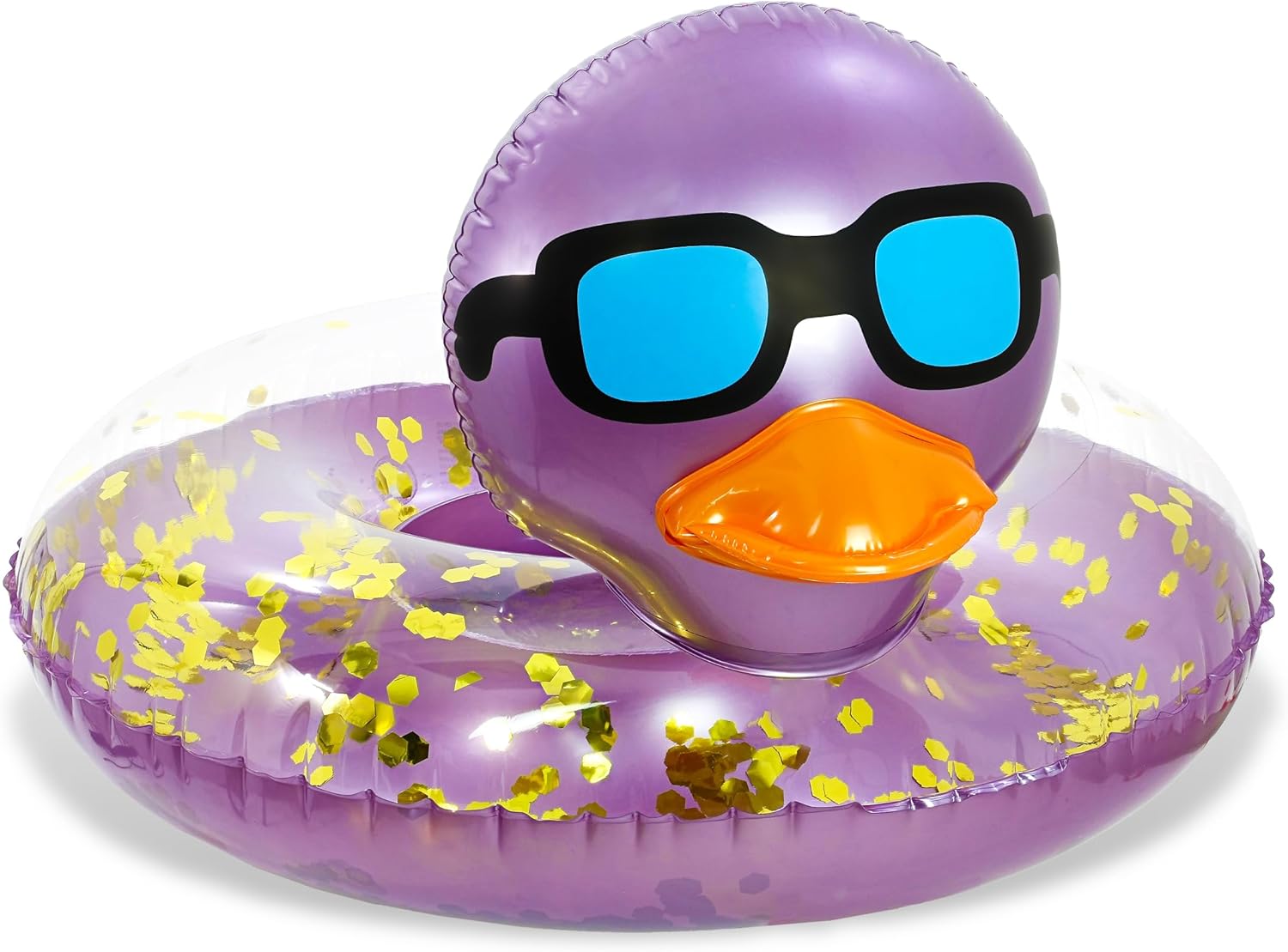POZA Inflatable Duck Pool Float Tube- Heavy Duty Vinyl UV Resistant Confetti Pool Duck Floatie, Animal Pool Float Swim Ring Pool Inflatables for Kids and Adults for Beach, Party, Vacation