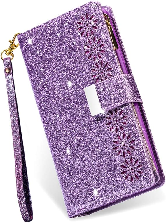iPhone SE 2020 Wallet Case for Women,iPhone 8 Case with Card Holder,Kudex Glitter Sparkly Bling