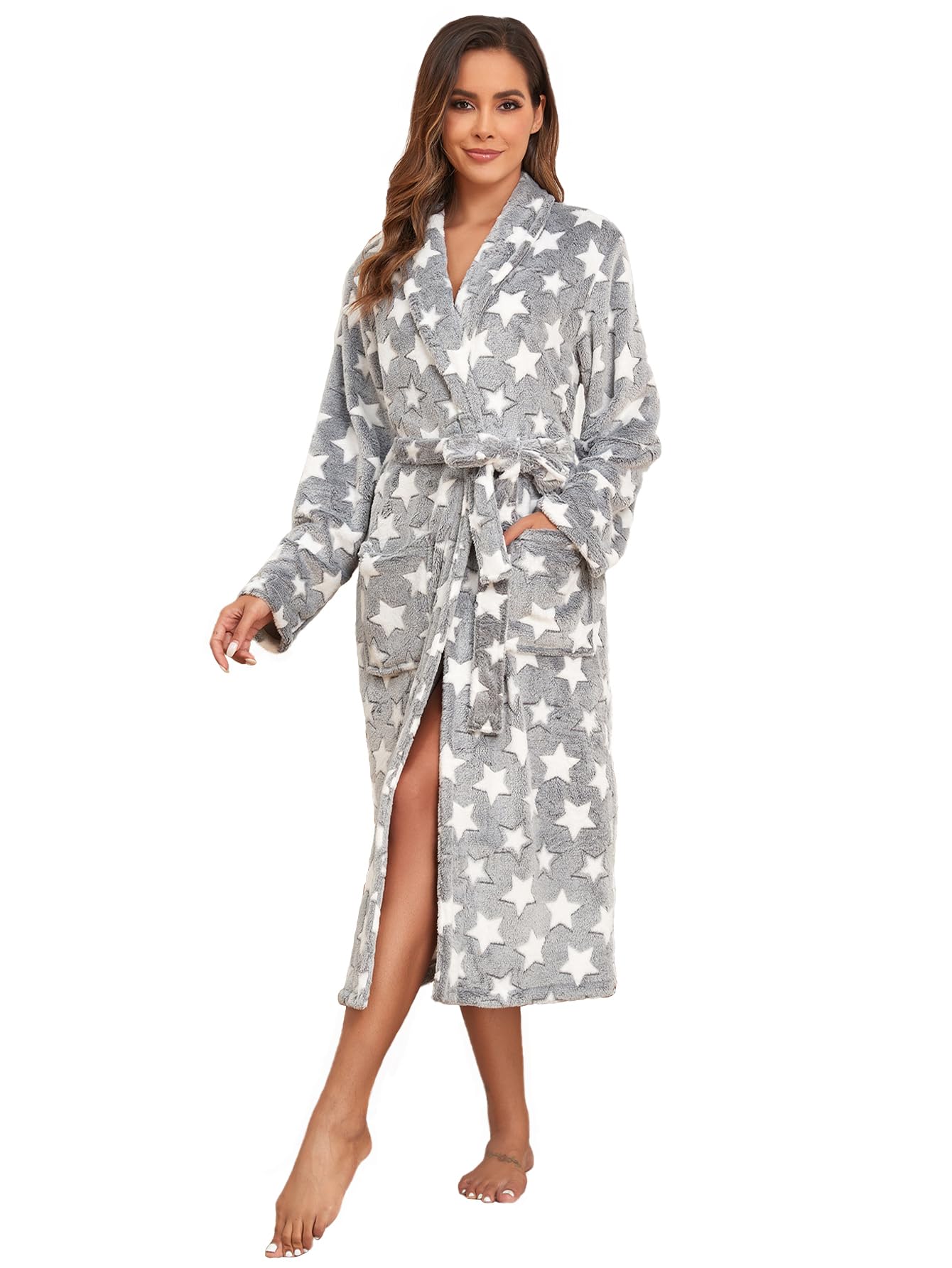 RONGTAI Plush Soft Robes for Women Lightweight and Warm SPA Bath Robes Female for Mom Wife and Girl