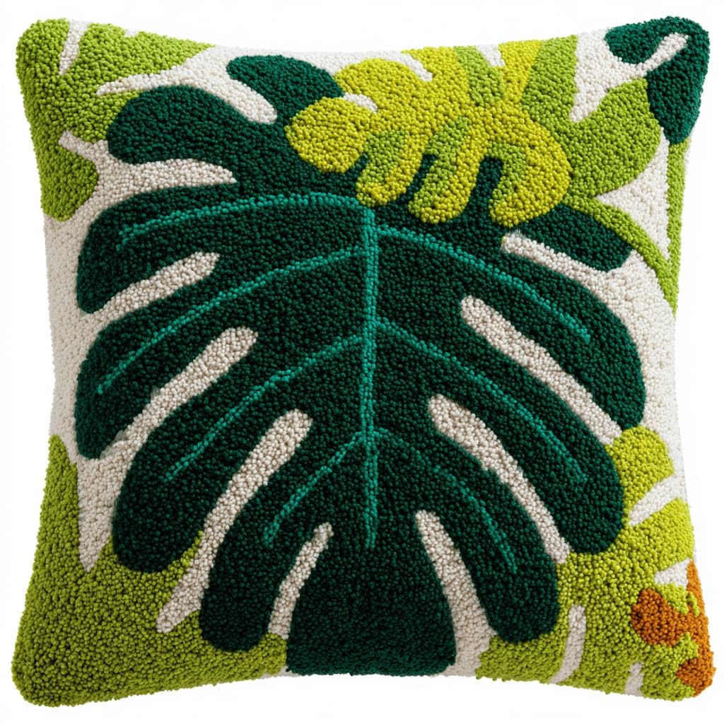 Kitquiver Latch Hook Cushion Kit,Leaf DIY Throw Pillow Cover 43X43Cm