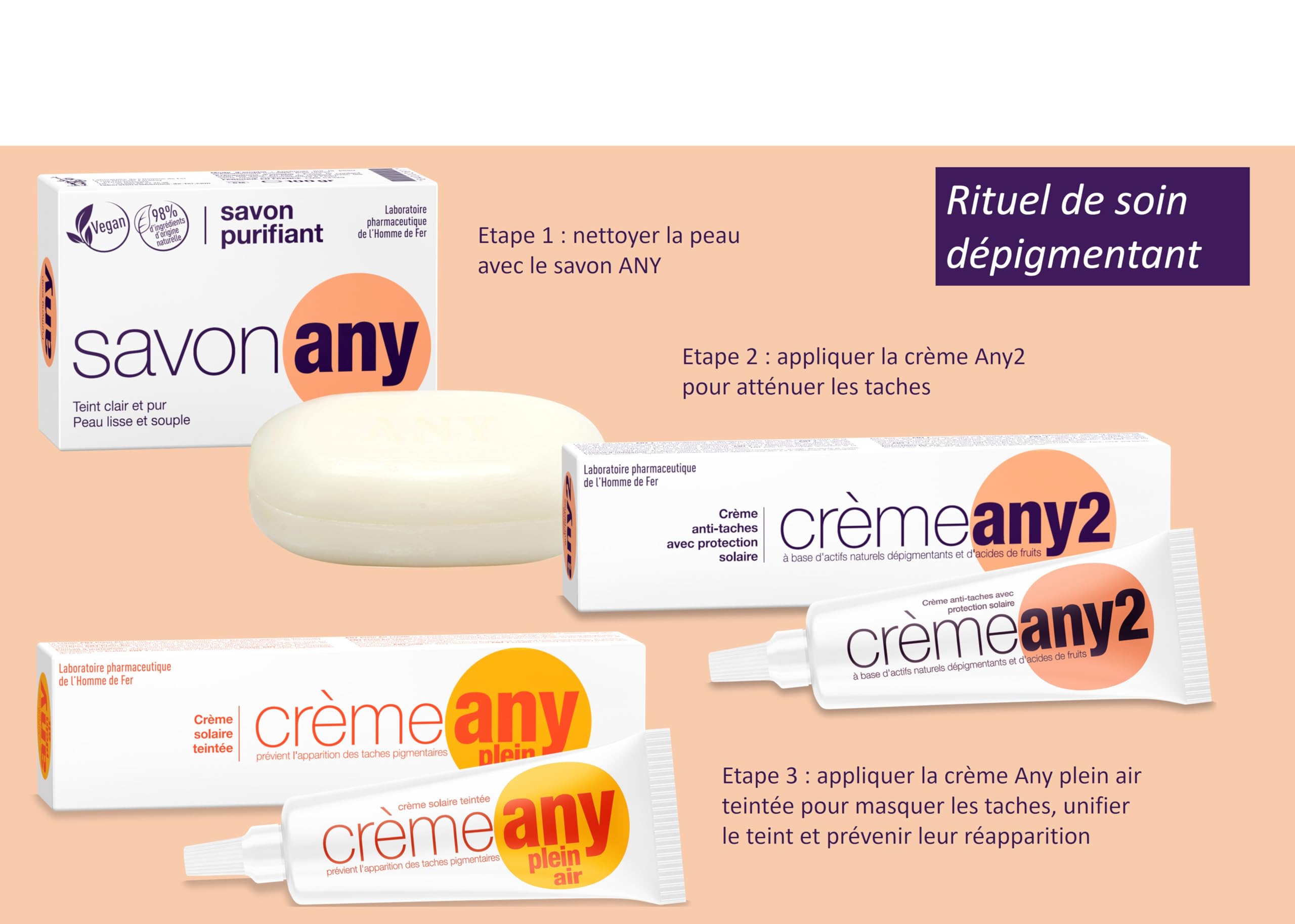 Zestaw 10 sztuk - ANY Mydło oczyszczające - Twarz i ciało - higiena codzienna - Skóra problemowa - Skóra pigmentowana - 100% roślinna baza do mycia - Bez perfum - Chleb 100 gr.