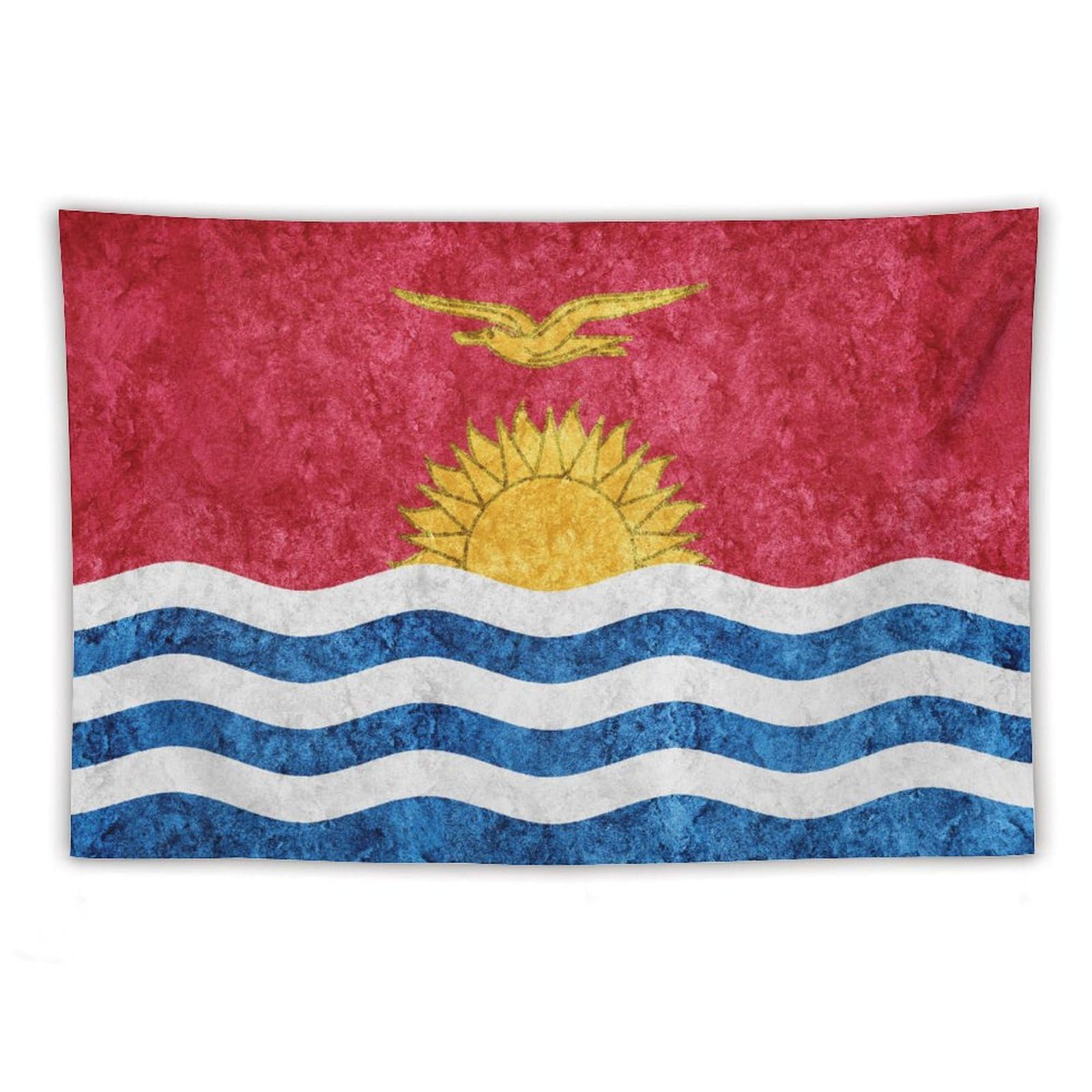 XingFox Kiribati Flag Textured Tapestry Wall Hanging National Flag Tapestry for Room Bedroom Dorm Aesthetic Decorations, 40"x60"