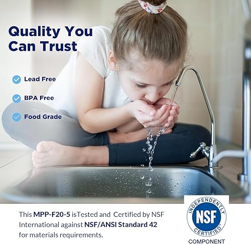 Miniatura 2 de Membrane Solutions Cartucho de polipropileno de repuesto para filtro de agua de sedimentos de 5 micrones, 20 x 2.5 pulgadas para sistema de filtro