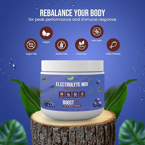 Miniatura 4 de Polvo de electrolitos  Refrescante electrolitos de recuperación de entrenamiento, sin azúcar, sin gluten y vegano, bebida de hidratación pura Keto y
