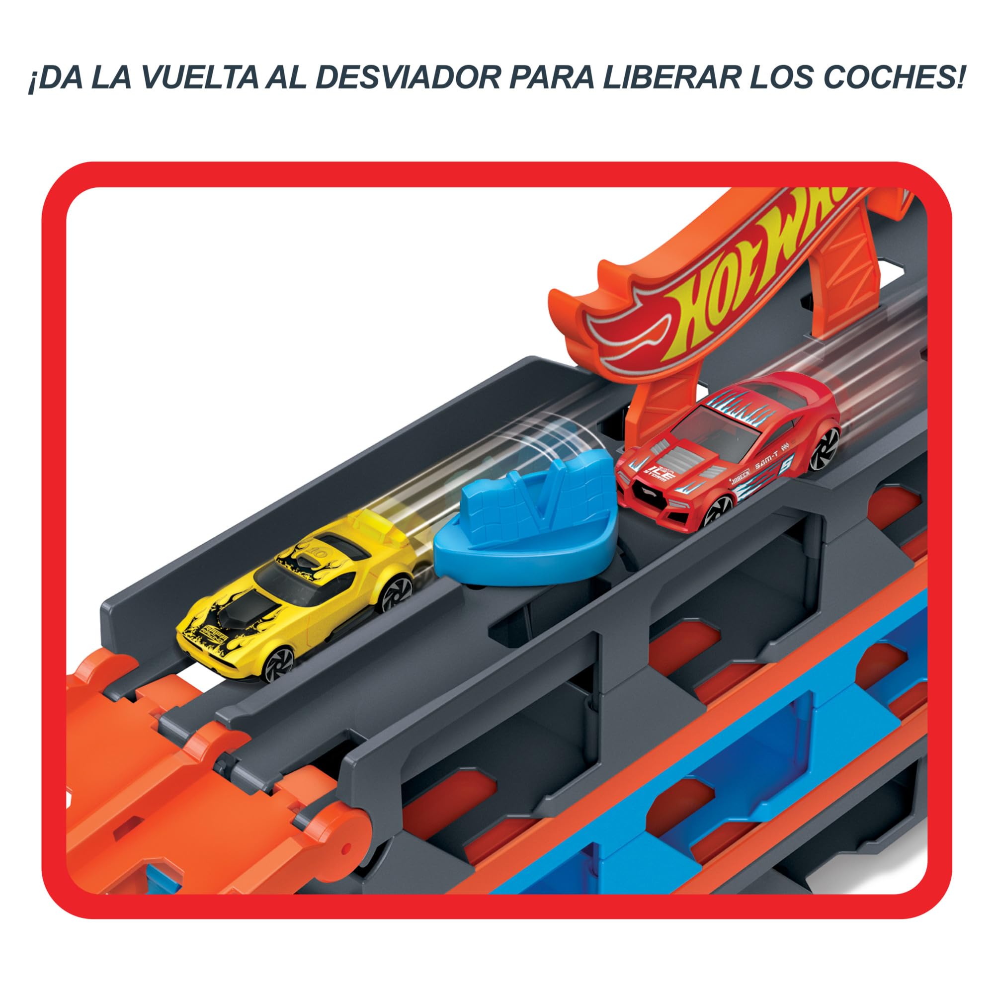 Hot Wheels Camión de Transporte Convertible en Pista para Coches de Juguete, almacena 20 vehículos, Incluye 3 Die-Casts (Mattel GVG37)