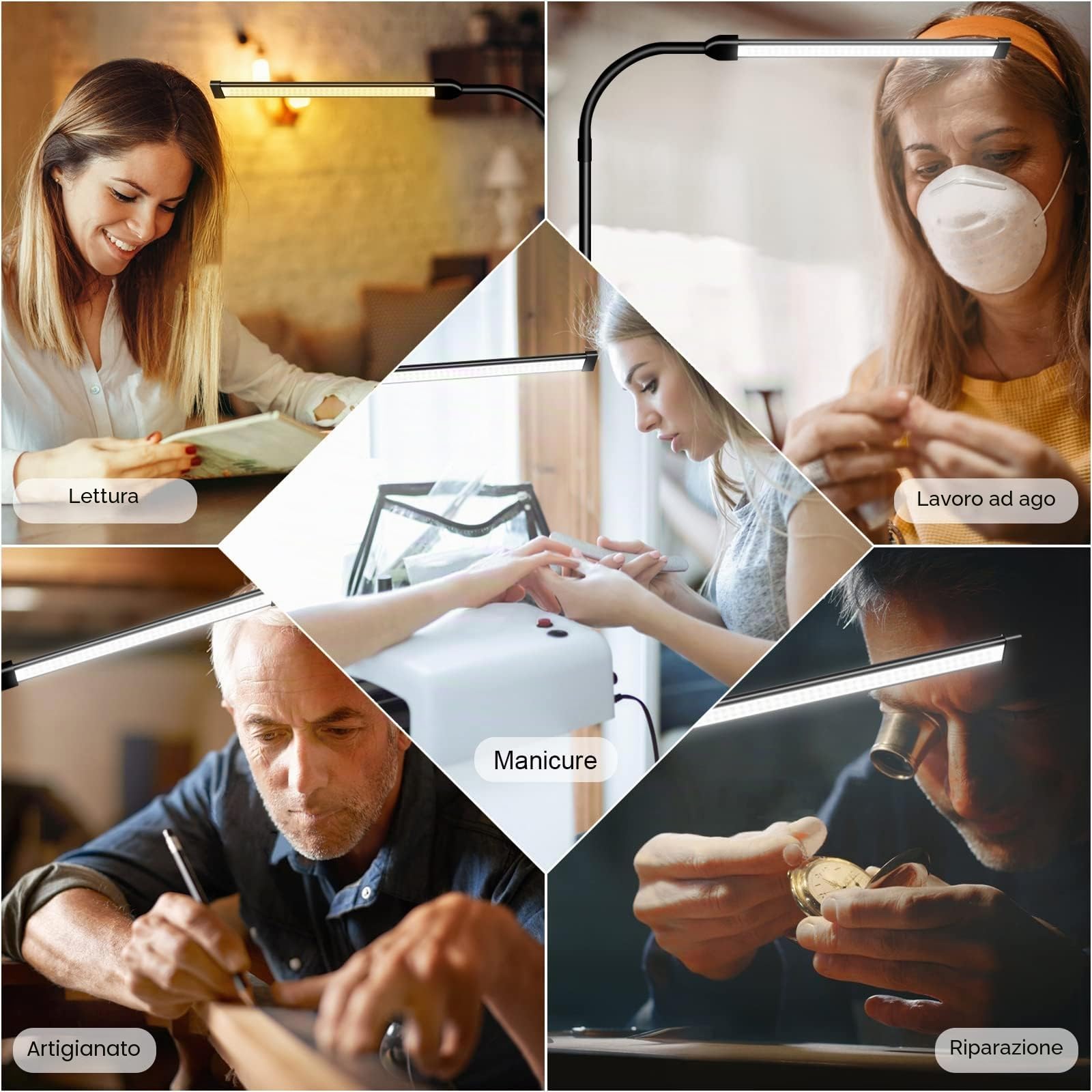 Lampada da terra a LED per soggiorno, lampada per ciglia per estensioni delle ciglia, lampada da lettura a piedi, lampada da lettura a temperatura di colore personalizzata, lampada (x7-USB-U)