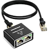 Ethernet Splitter 1 to 2 High Speed 1000Mbps, Gigabit RJ45 Internet Splitter with USB Power Cable, Network LAN Adapter for Cat 5/6/7/8 Cable [2 Devices Simultaneous Networking]