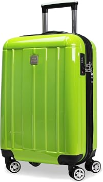 World Traveler VentureX Airline Approved 20-Inch Carry-On Luggage Lightweight Hardside Polycarbonate Suitcase with Spinner Wheels - Contour Apple Green