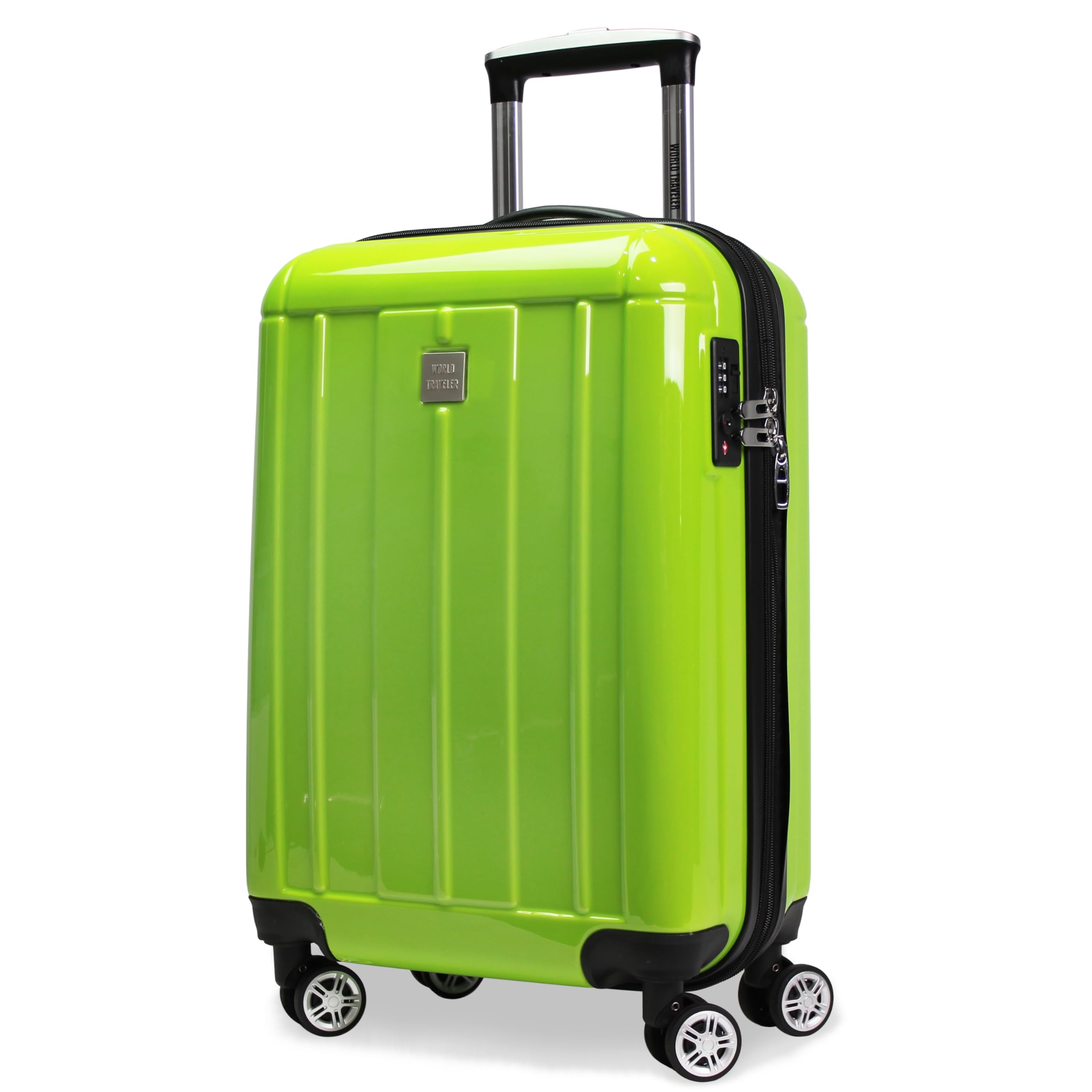 World Traveler Contour 20-Inch Carry-On Polycarbonate Hardside Expandable Spinner Luggage with TSA Lock - Apple Green