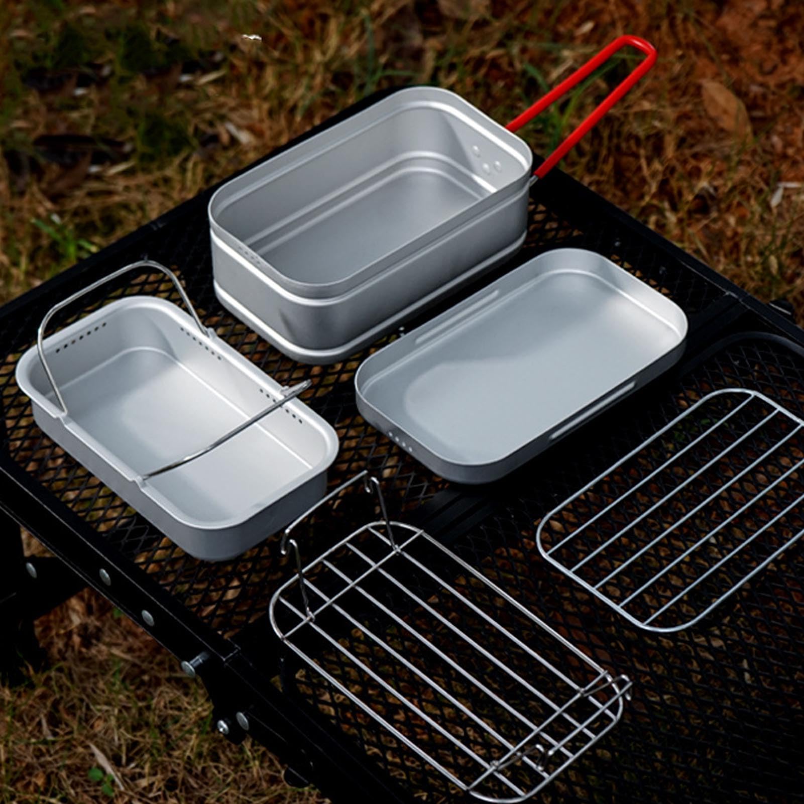 pudełko na drugie śniadanie na kemping ze stopu aluminium gotowane na parze przenośne pudełko na posiłki dla jednej osoby pojemnik na lunch wsparcie dla pieszych wędrówek