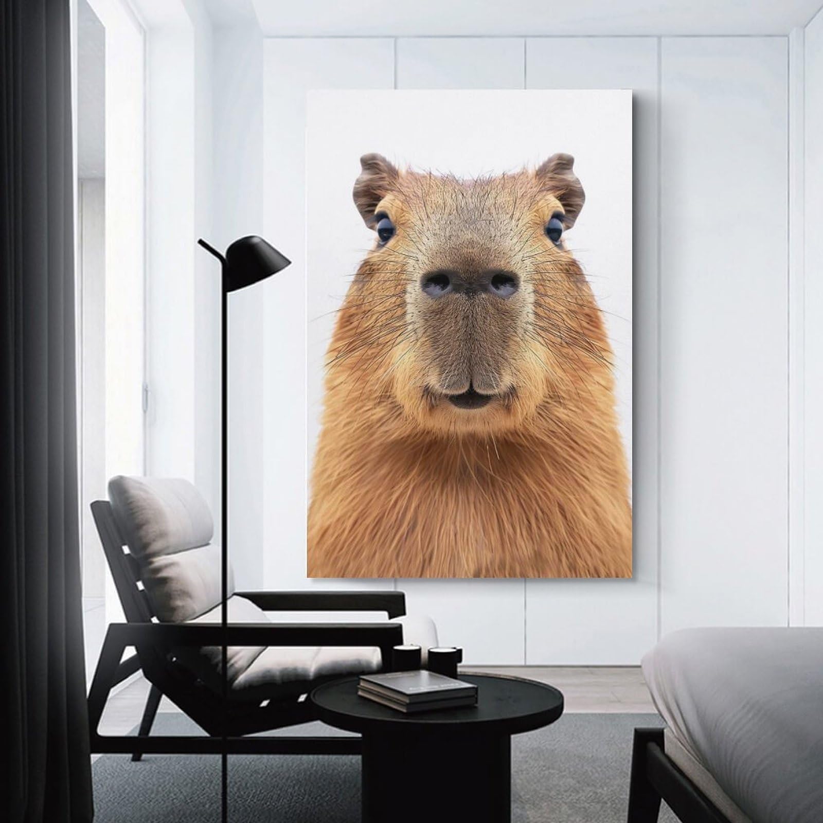 Junmoney Capybara Face Canvas Wall Decor 20x30inch(50x75cm), for Calm Bedrooms, Home Corners Or Flats, An Easy Wall Refresh for Bedrooms