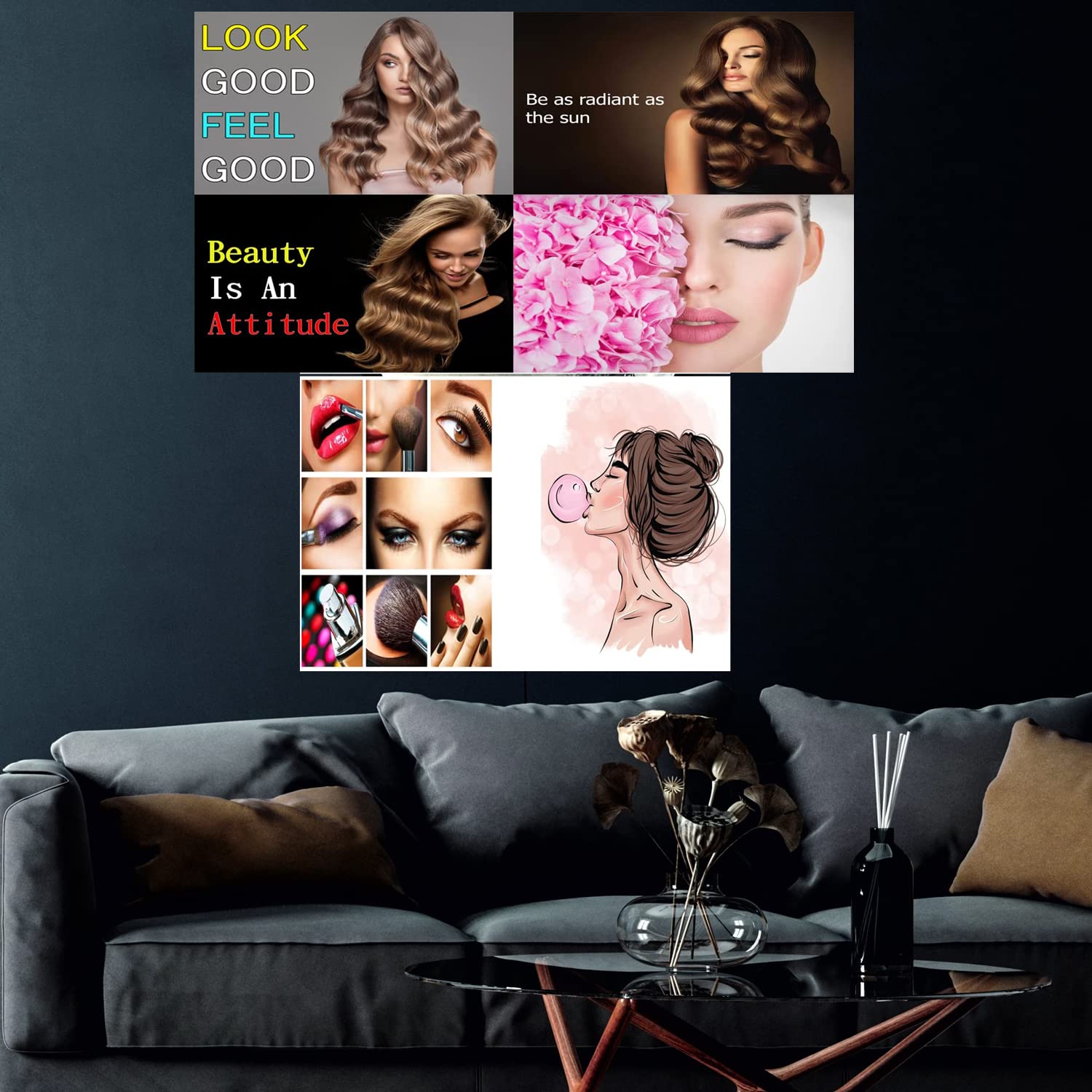 Emo Gallery Speak Your Heart Beauty Parlour Spa Ladies Salon Ladies Hair Style Wall Decoration Poster, Glowing Sticker 18 x 12 Inc Pack of 6 Waterproof|Oil Proof