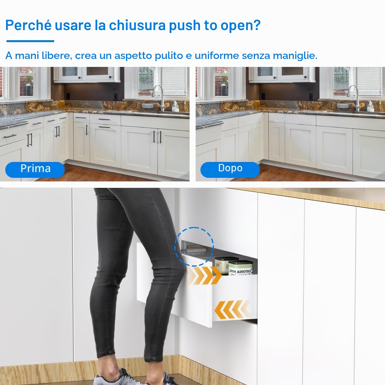 Push Pull per Ante Jiayi 2 Pezzi Apertura a Pressione Ante Chiusura Magnetico Pressione Home Push to Open Custodia in Alluminio Chiusura Push Pull Ante per Mobile Apertura Pressione Sistema