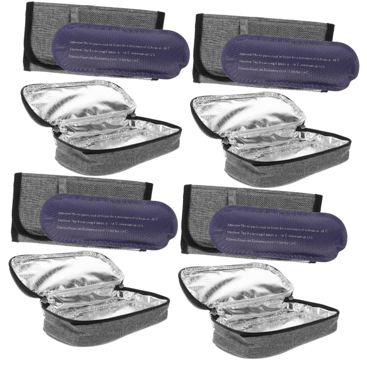 FRCOLOR 4 Stück Tragbare -kühlbox Unterstützung Reisen Isoliert Fall Tasche Gürtel Genehmigt Cooler Reisekoffer Tragen Pflege Tragbarer Medizinkoffer Gefrierbeutel Polyester Grey