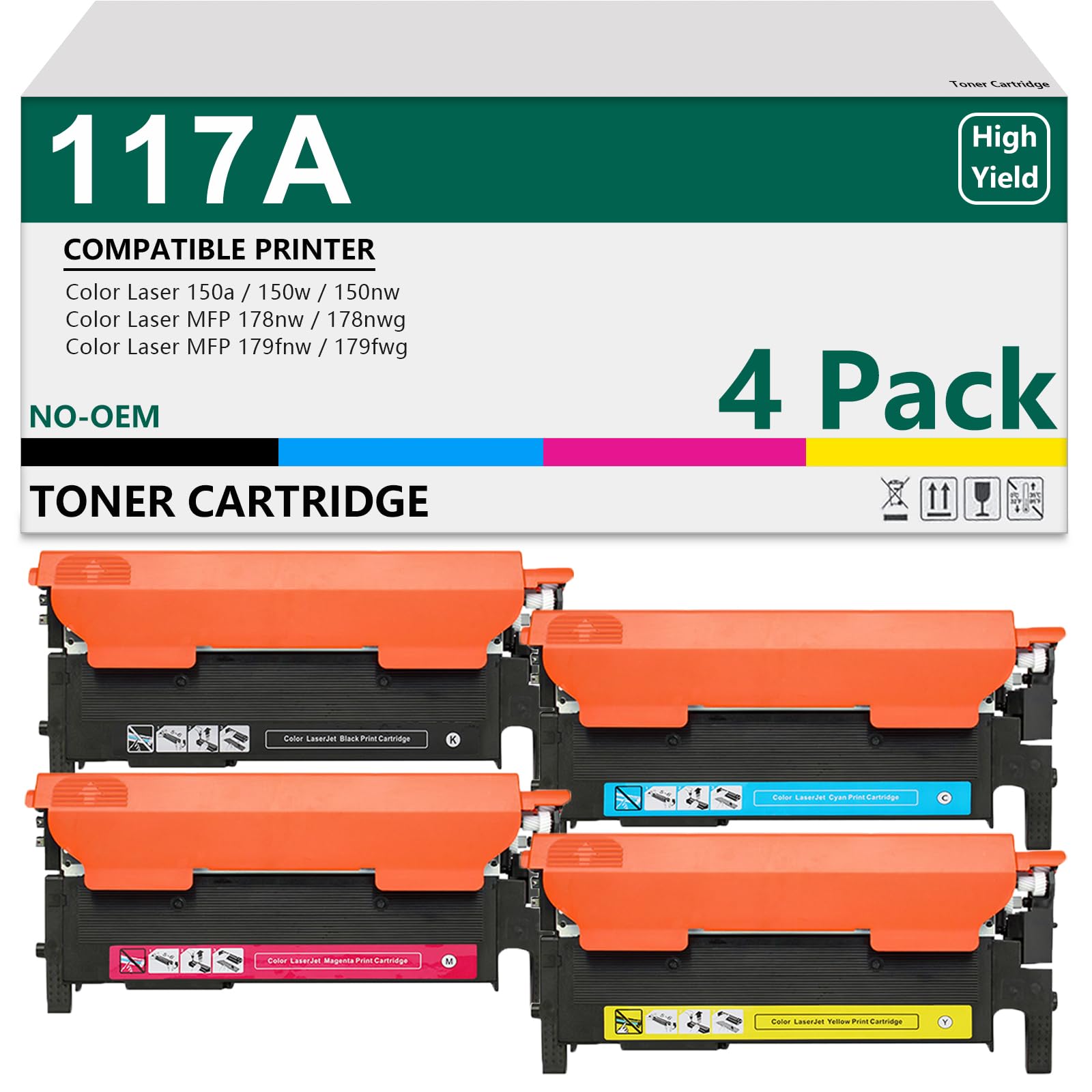 Compatible with HP 117A Toner Set to Replace Colour Laser MFP 178nwg 179fwg 150nw 179fnw 150a 178nw W2070A W2071A W2072A W2073A Toner Cartridge