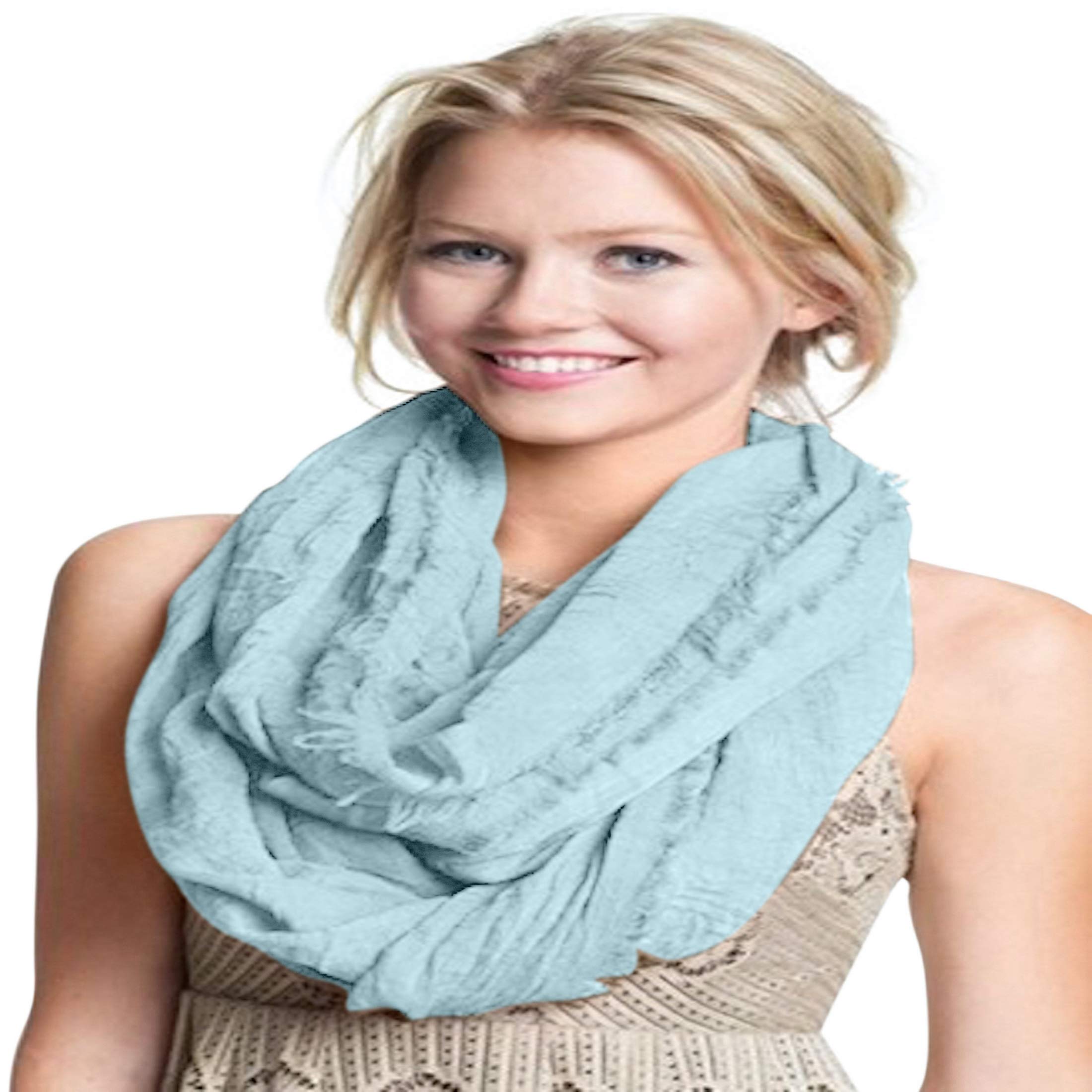 Cj Apparel Women's Denim Blue Nepalese Mobius Infinity Scarf Seconds Snood Cowl Circular Tube Round Shawl Pashmina