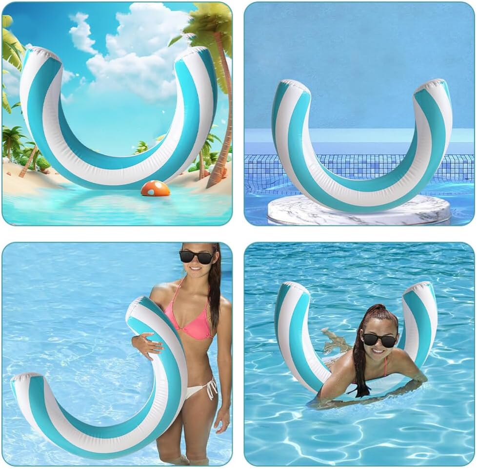 Yardwe Inflatable Curved Swimming Pool Noodle Pool Float, Inflatable Swimming Noodles Curved Swimming Pool Float for Summer Vacation Sea Beach Lake Exercise Party Blue