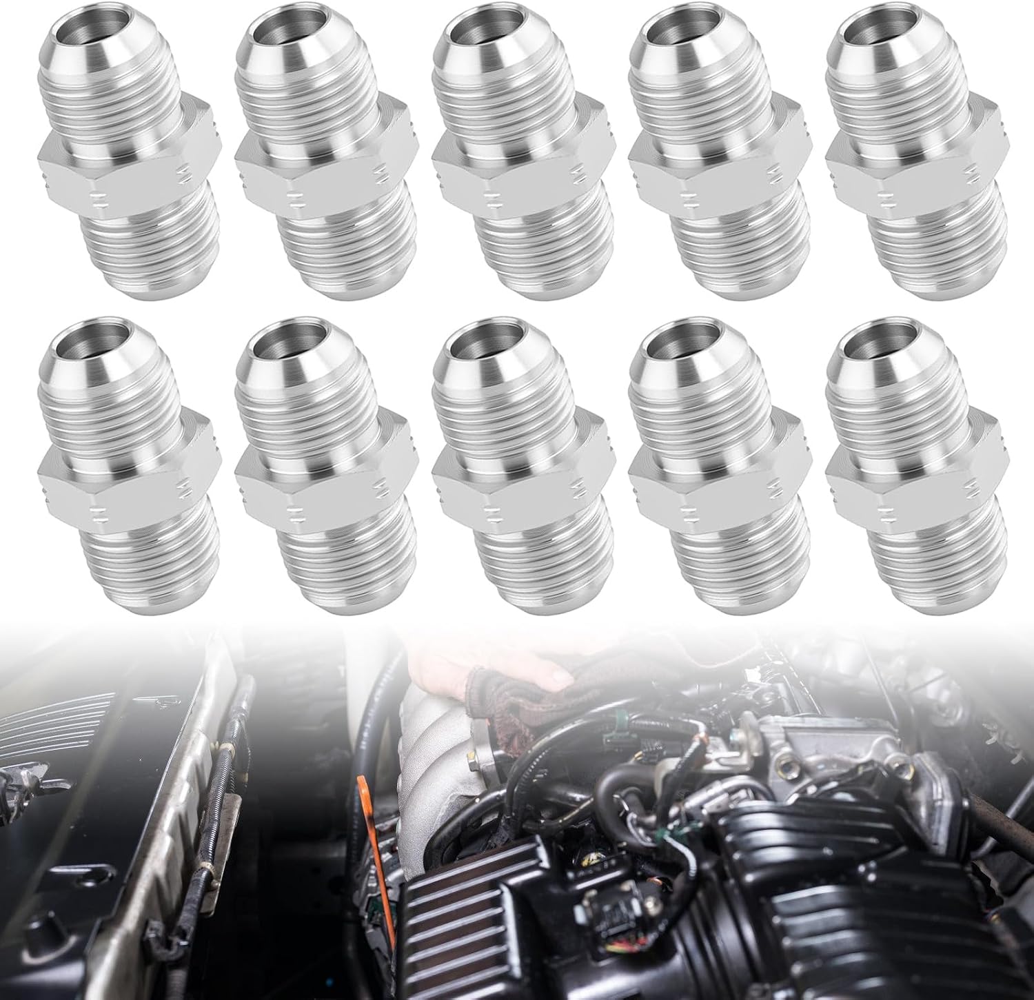 10pcs Stainless Steel Adapters Hose Connector for High Pressure Hydraulics Systems and Industrial Application Stainless Steel