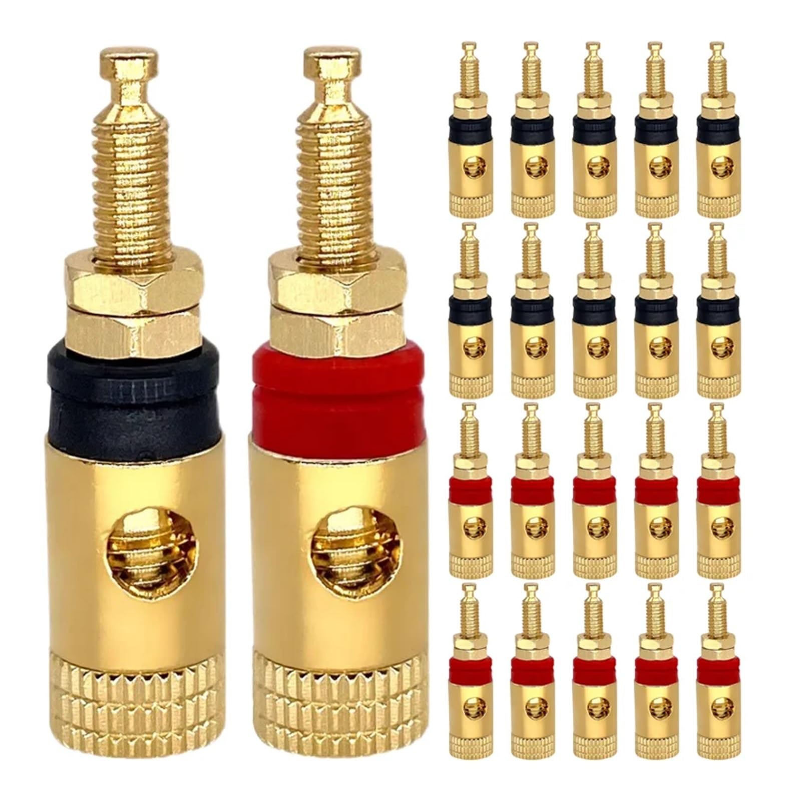 GUYTRM Conector de Altavoz de Cobre Chapado en Oro, 8/40/200 Unidades, for Amplificador, Conector Banana de Audio lingli(40 Black)