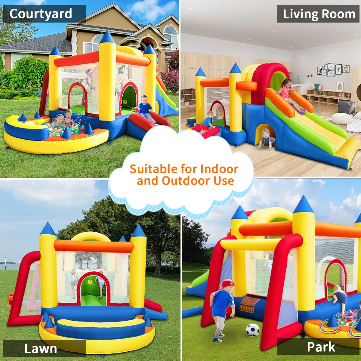 8-in-1 Large Inflatable Bounce Castle with Blower for Kids and Toddlers – Indoor and Outdoor Backyard Bouncer Featuring Two Slides 3 8-in-1 Large Inflatable Bounce Castle with Blower for Kids and Toddlers – Indoor and Outdoor Backyard Bouncer Featuring Two Slides - Image 3