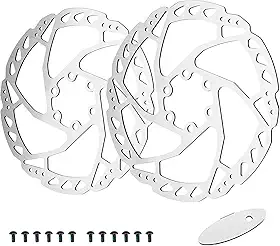 Kit de discos de freio de bicicleta da Rujoi, rotores de freio a disco de 203 mm com 12 parafusos l. Cabe em muitas marcas de pinça de freio a disco e combina com MTB, bicicleta de estrada, e-bike, perfeito para atualização de kit de freio a disco de bicicleta