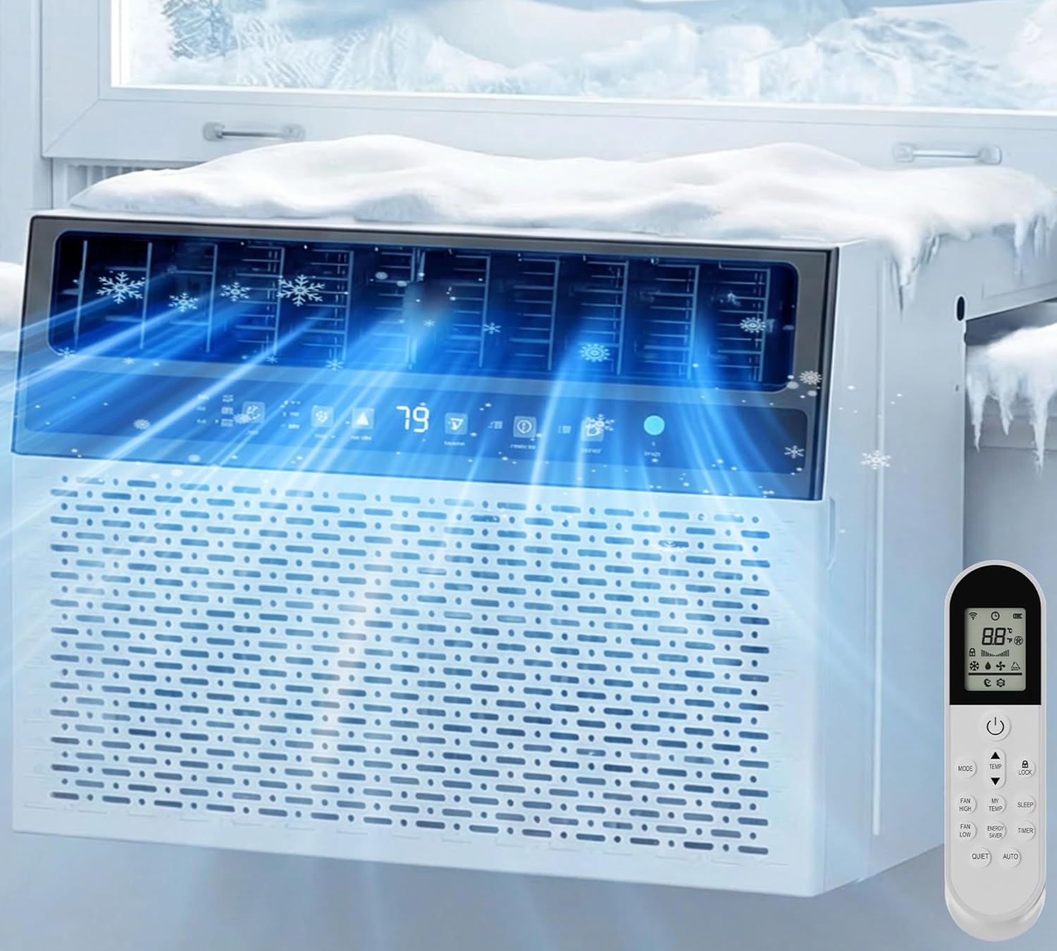 12000 BTU Window Air Conditioner, Cool up to 550 Sq.Ft.,Window AC Units with 3 Speeds,6 Modes,Quiet Operation,Remote,Energy Saving AC Window for Bedroom,Home,Office,115V