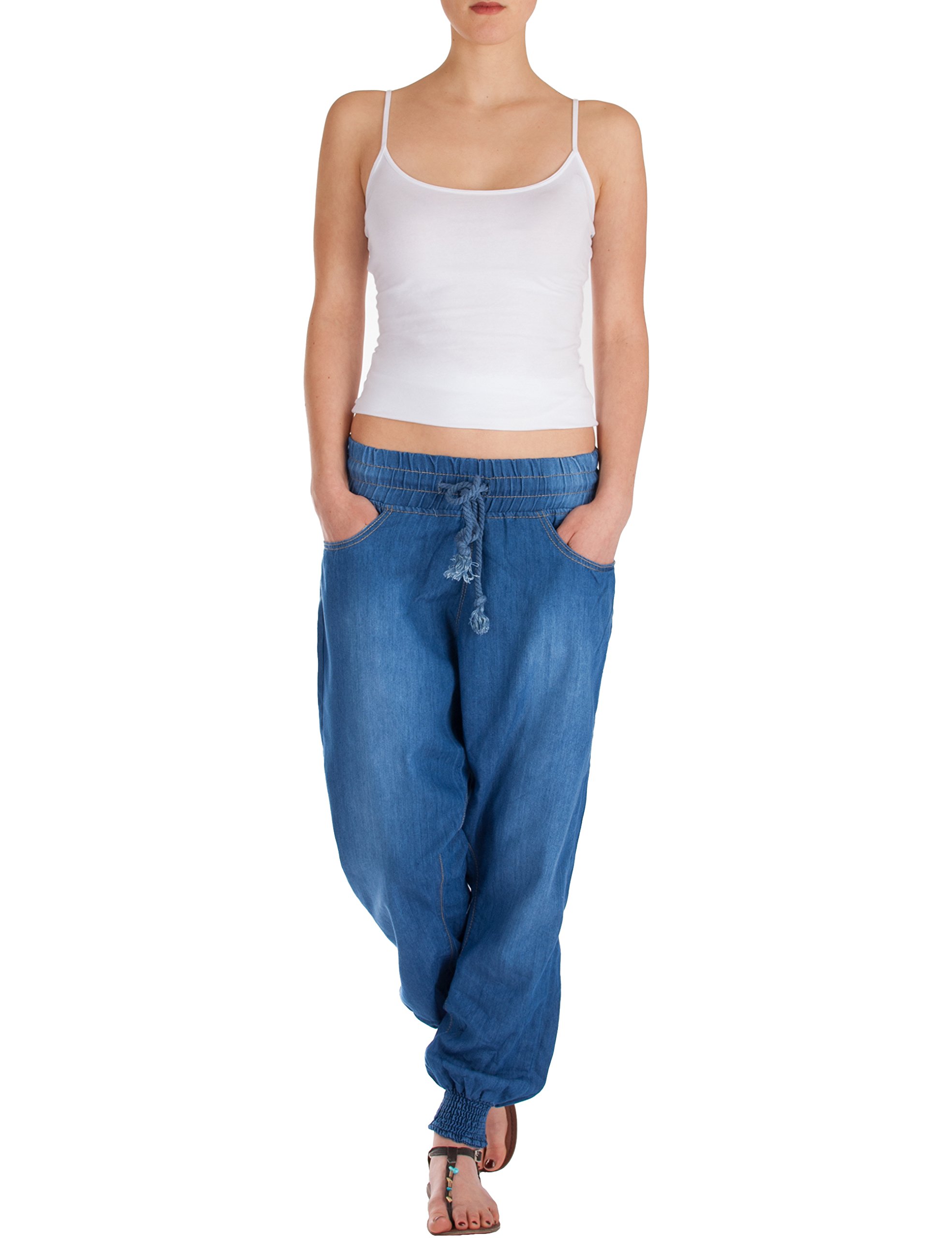 Fraternel Sarouel Pantalon Jeans Femme Ample décontracté