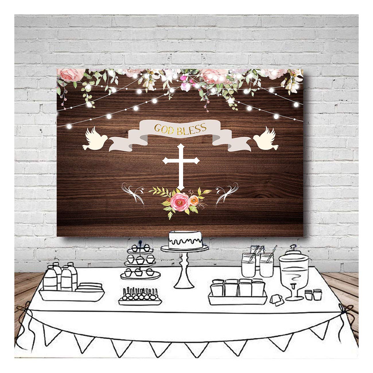 OERJU Fotohintergrund Für Feste – Runde Dekoration Für Taufe, Geburtstag, Hochzeit, 2,2 X 2,2 M