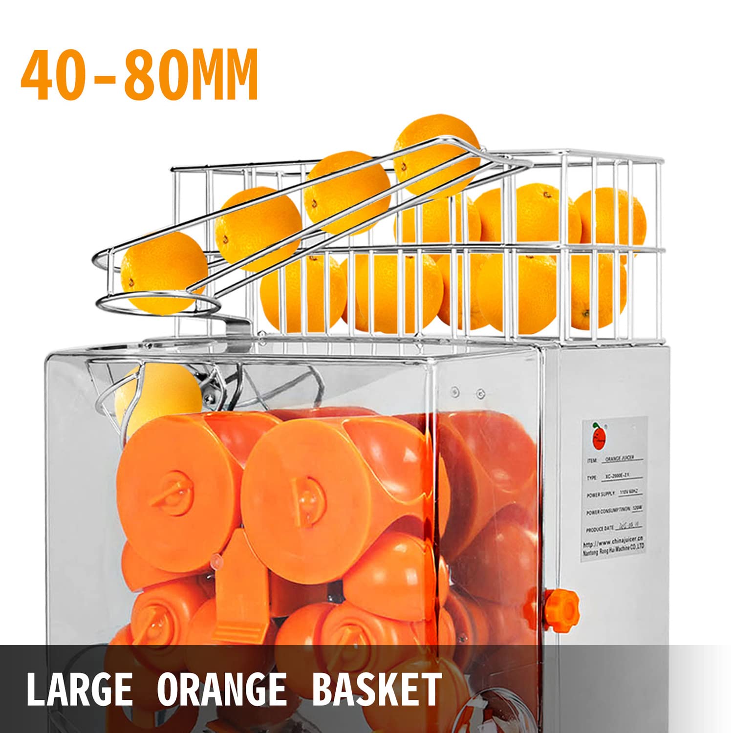 Máquina exprimidora de Naranjas Comercial, alimentación automática de 120W, 20-30 Naranjas por Minuto, exprimidor eléctrico de Jugo de cítricos