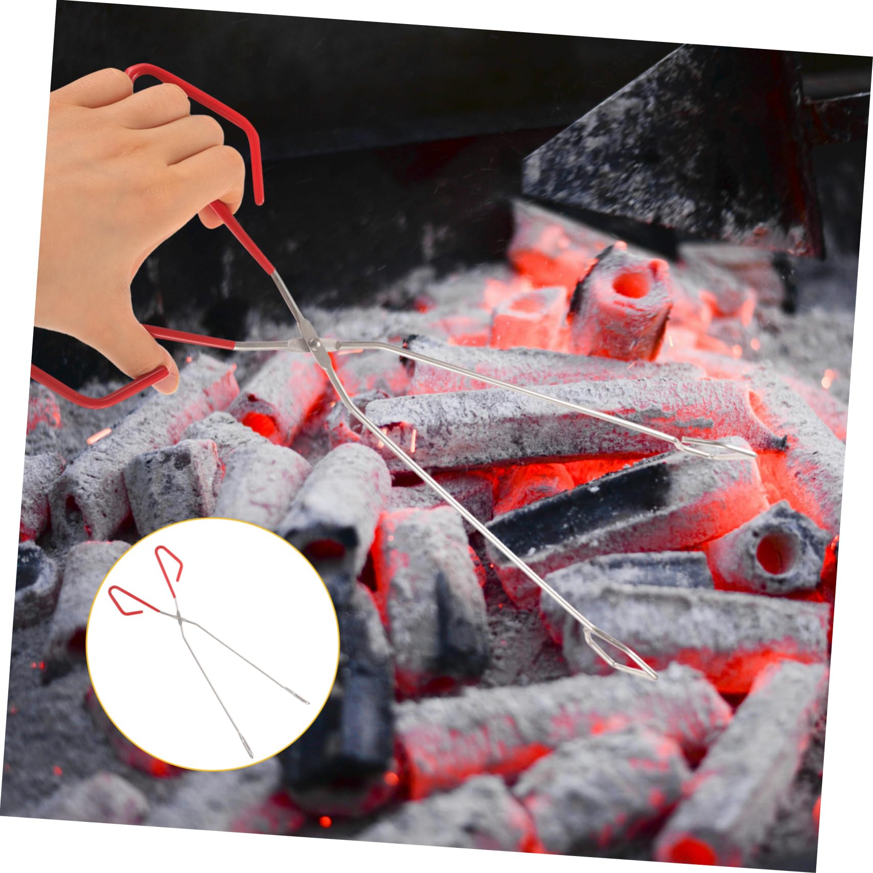 Mikikit 4 Piezas Pinzas de Inoxidable Barbacoa y Fogatas con Ergonómico y Antideslizante Herramienta de Cocina Asar y Sujetar Aire