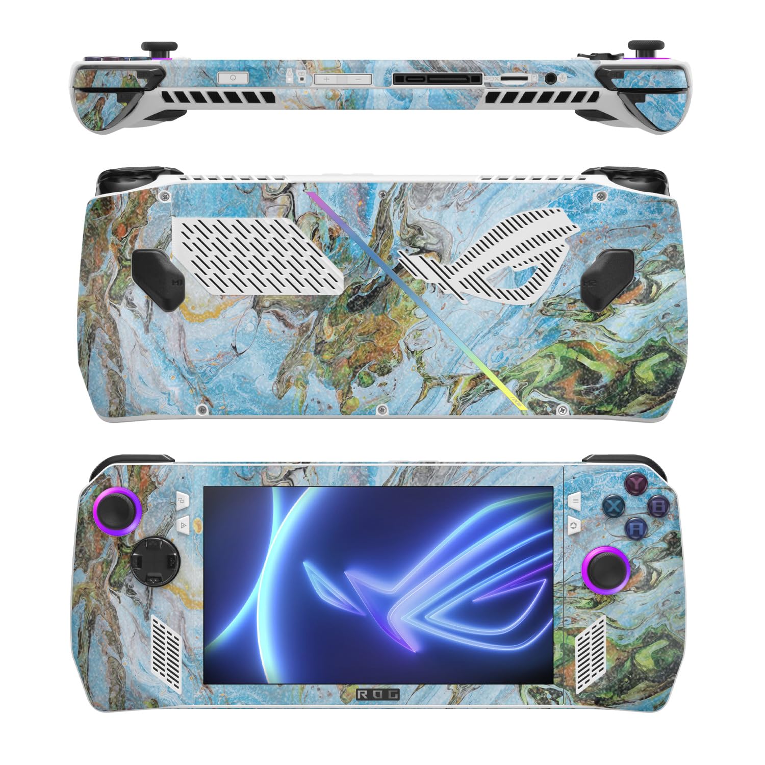 MightySkins Glossy Glitter Skin Compatible with Asus ROG Ally - Island Swirl | Protective, Durable High-Gloss Glitter Finish | Easy to Apply
