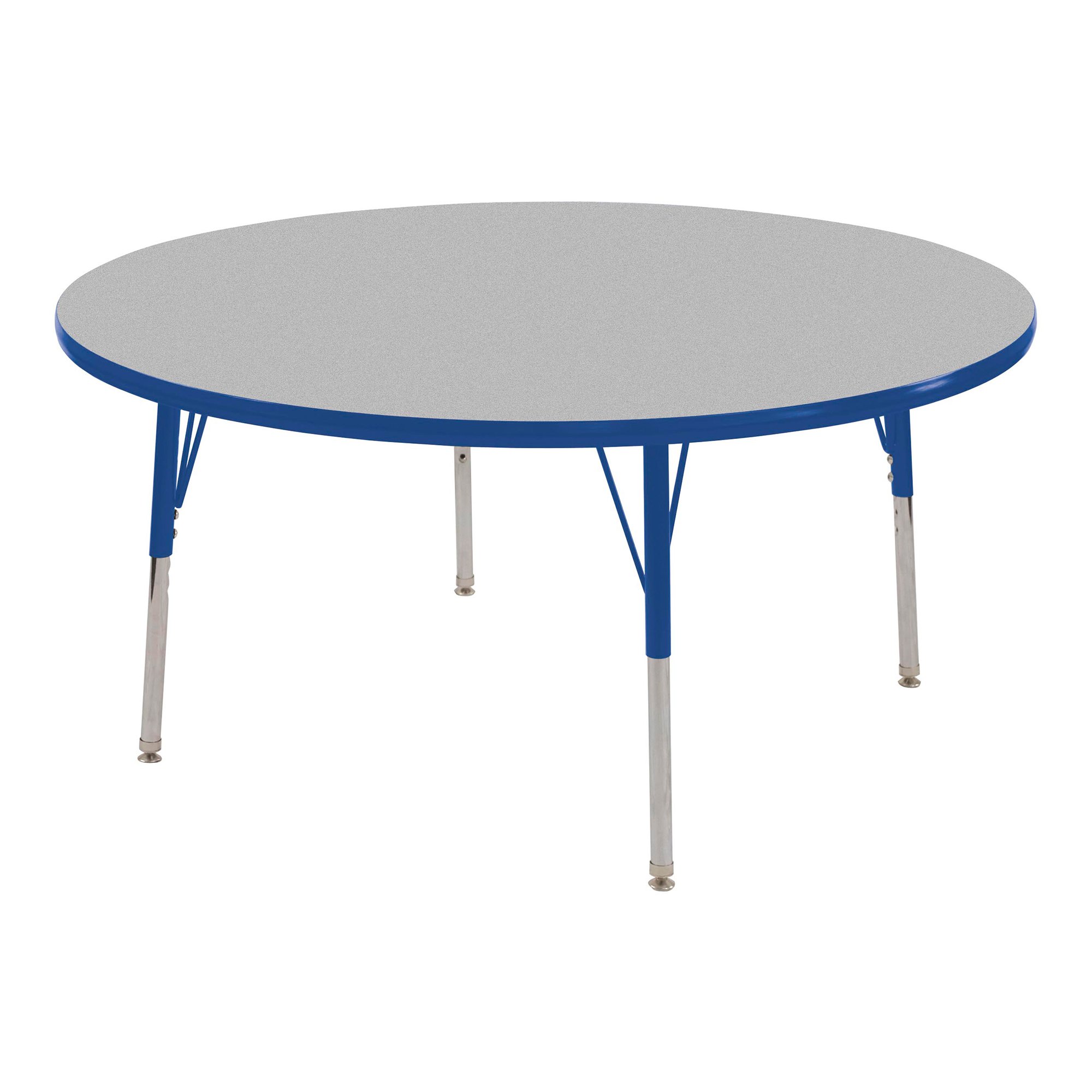 Norwood Commercial Furniture Adjustable-Height Round Activity Table, 48" Diameter, Gray/Blue, NOR-RCERD48C-GBL