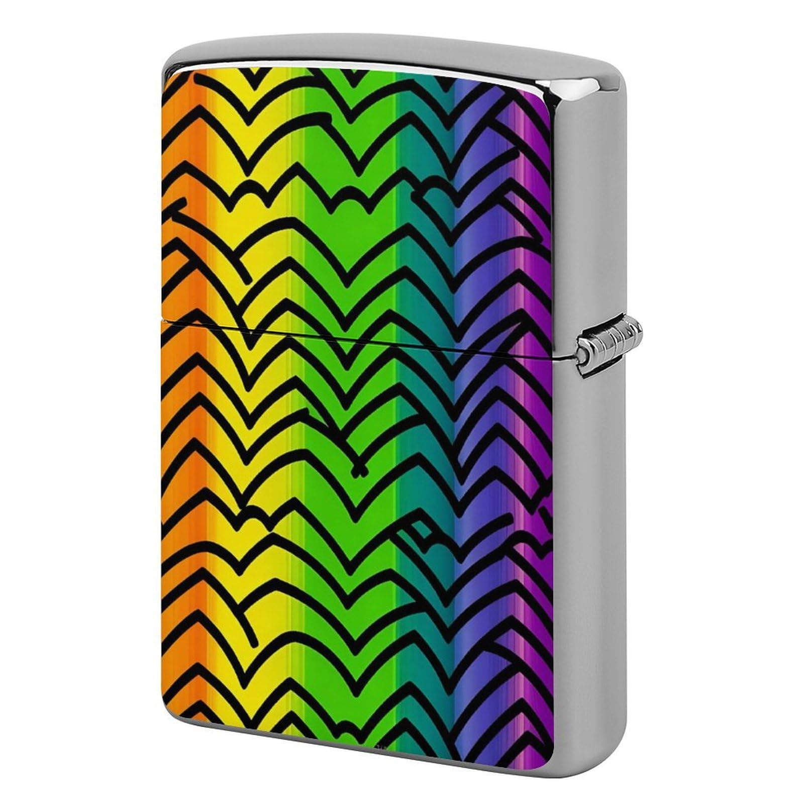 Gay Pride Rainbow Pattern Lighter Case Cover Vintage Metal Lighter Sleeve Reusable Lighter Protective Cover Decorative Lighter Holder Birthday Gifts for Men Women