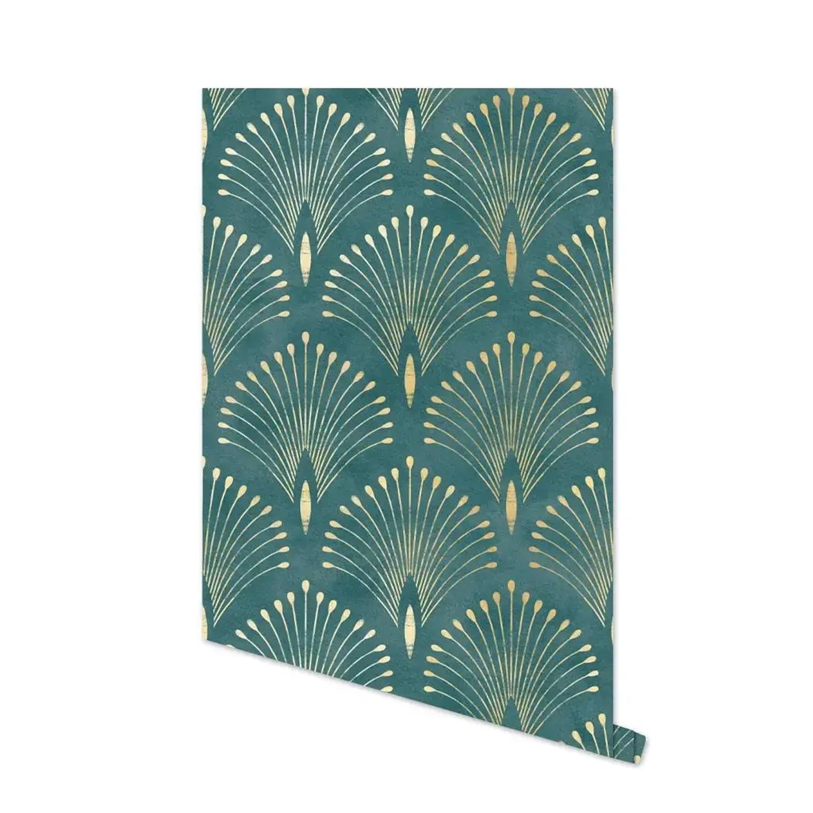 CIGPKLO Grasscloth Wallpaper Dark Green Geometric Self Adhesive Wallpaper Peel and Stick Removable Contact Paper Mural Decor(Color-1)