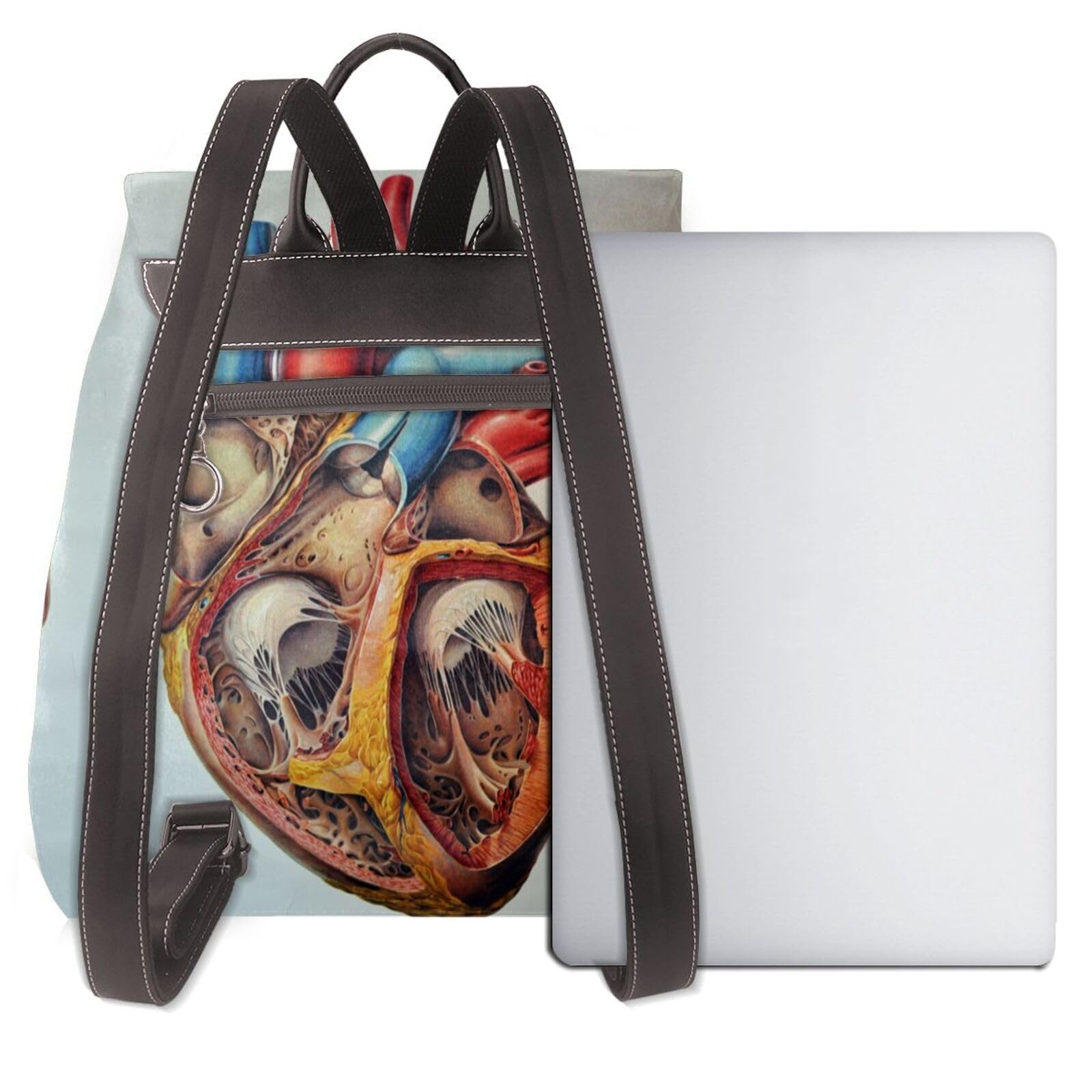 Human Anatomy Heart Chart - Mochila de piel para mujer, mochila de viaje, bolsa de hombro para mujer, mochila de viaje diaria, Negro, talla única