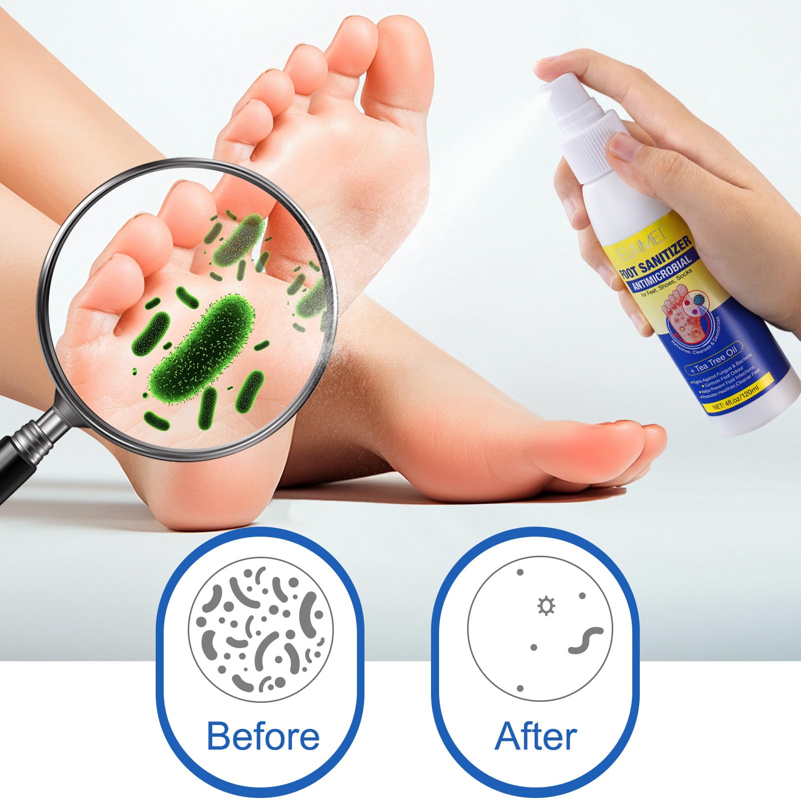 Spray Para Pies, Spray Para El Olor De Pie s Con Aceite De áRbol De Té, PrevencióN Del Pie De Atleta, Alivia La PicazóN Y Protege Contra Los Olores Desagradables, Refresca Los Pies 120ml