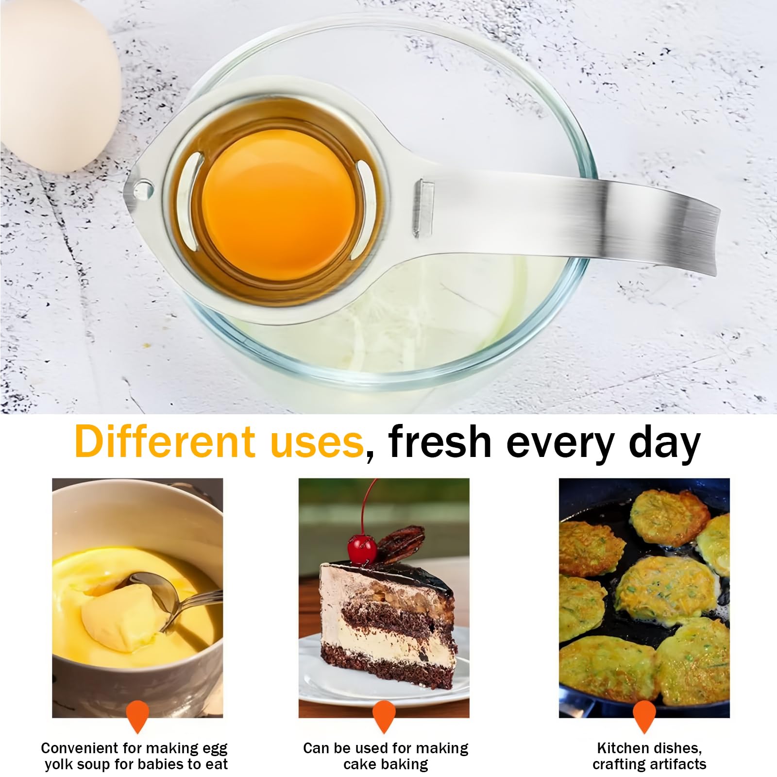 Separador de Yemas de Huevo Acero Inoxidable 304 - Egg Yolk Separator Stainless Steel, Alimenticio Divisor de Huevo Extractor de Clara Huevos Herramienta de Cocina Versátil y Duradera