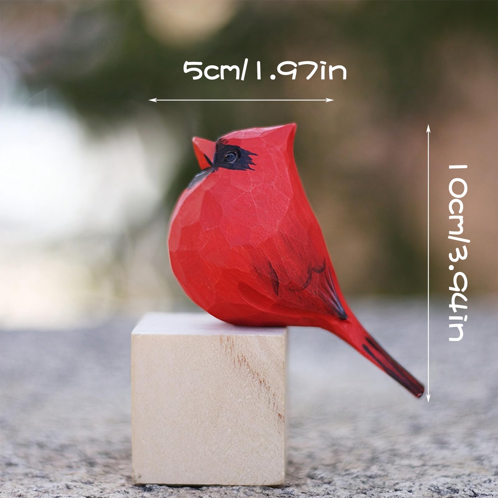 LWINGFLYER Small Carved Northern Cardinal Figurines, Handmade Female Cardinal 3.9inch Birds Craft Set, Cute Couple Birds Statues Home Decor Art Carving Work