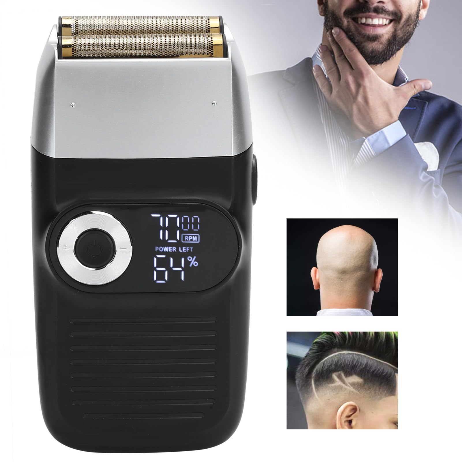 Regolabarba per, Rasoio Elettrico a Lamina Rasoio Ricaricabile per Testa Calva Ele Trimmer LCD Baffi Rasoio Uomini Uomini Elettrici Barba Testa Calva