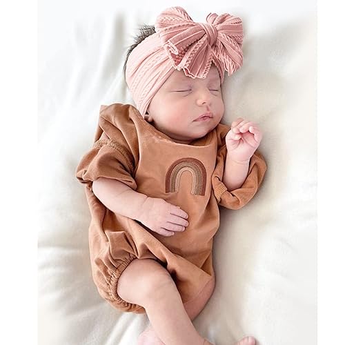 Miniatura 5 de Niceye Diademas hechas a mano para bebé, bandas de pelo de nailon elástico suave con lazos para recién nacidos, bebés y niñas pequeñas, paquete de 6