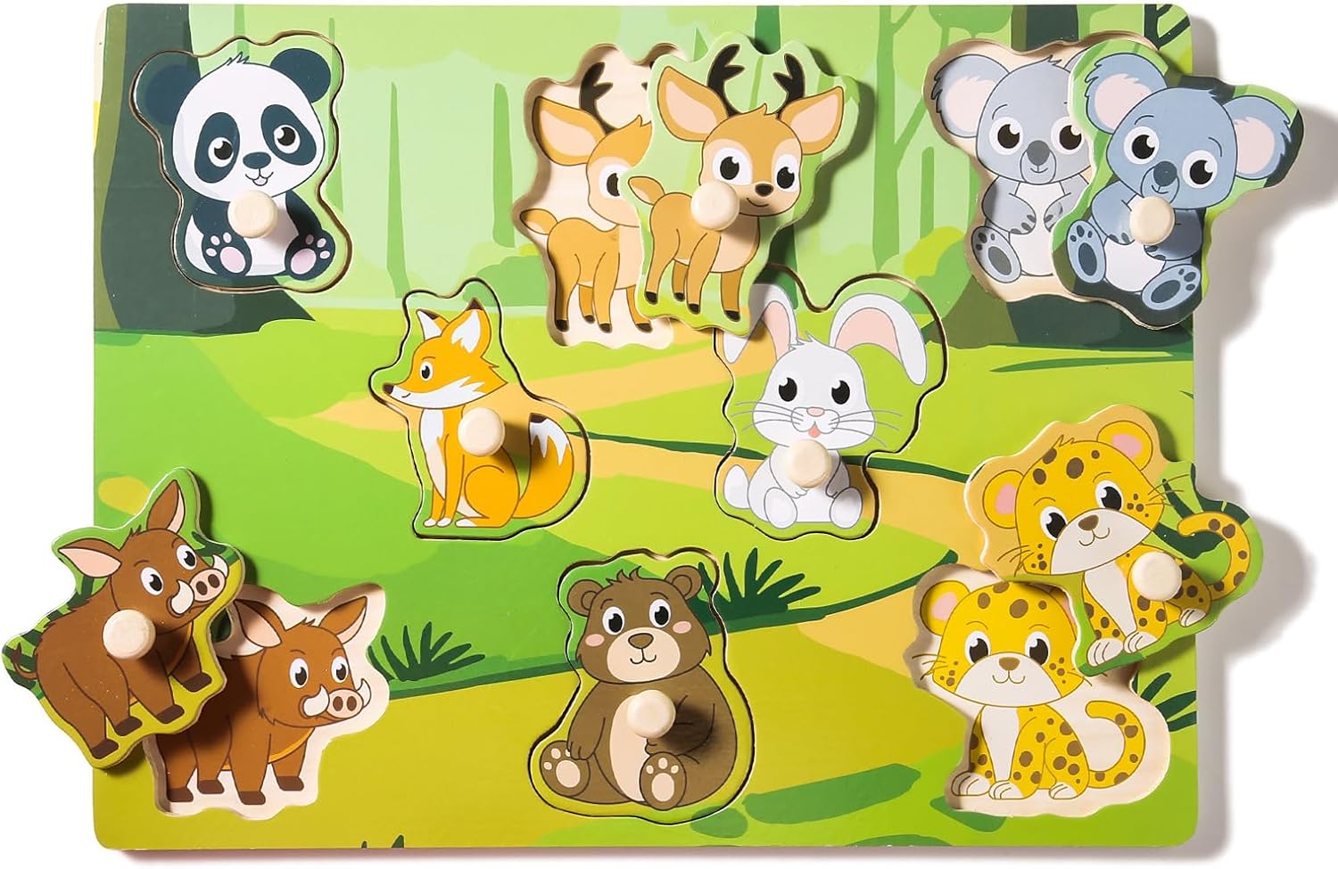 Wooden Puzzles for Toddlers 13, 6 Pack Peg Puzzles with