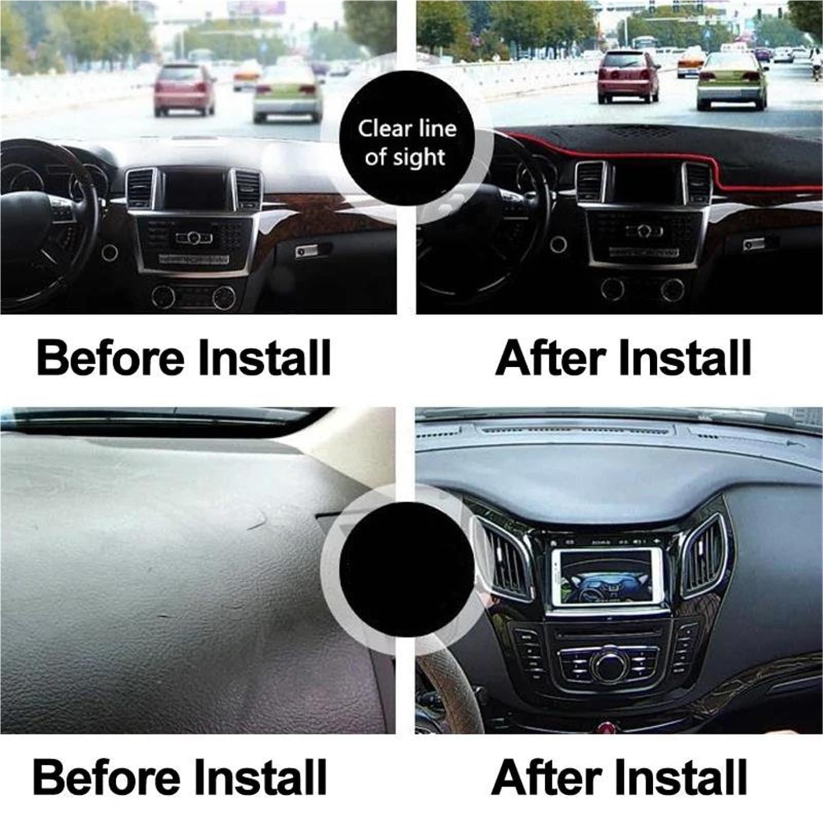 Tapis protecteur Couverture Tableau Bord Intérieur Voiture Tapis Protection Pour A3 8P 2003 – 2012 LHD RHD(Noir,RHD)