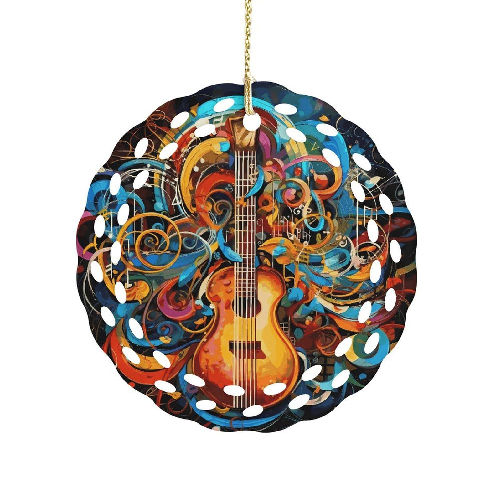 Music Series Christmas Ornament Holiday Hanging Decoration Xmas Tree Keepsake Personalized Xmas Tree Ornament Round Ceramic Ornaments for Keepsake Gifts Ideas Home Decor
