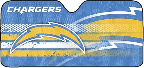 Vista 42 de Fanmats Parasol para parabrisas de la NFL, parasol de acordeón triple para almacenamiento, 59 x 29.5 pulgadas, diseño colorido del