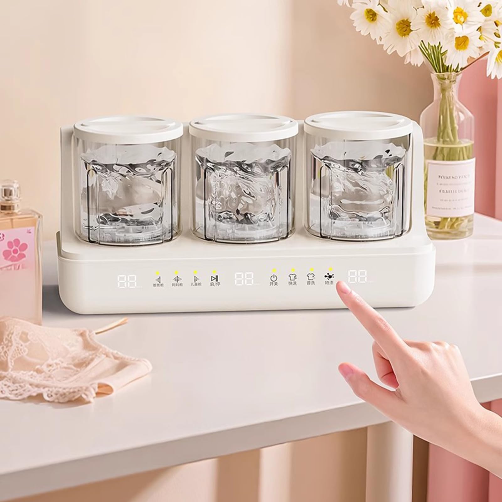 Minipralka do bielizny, przenośna pralka, 3 tryby czyszczenia, 3 przegródki (4,5 l), dźwiękoszczelna obudowa, idealna do mieszkań, akademików